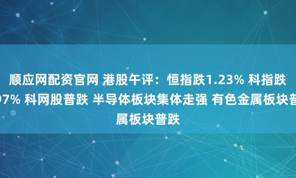 顺应网配资官网 港股午评：恒指跌1.23% 科指跌0.97% 科网股普跌 半导体板块集体走强 有色金属板块普跌